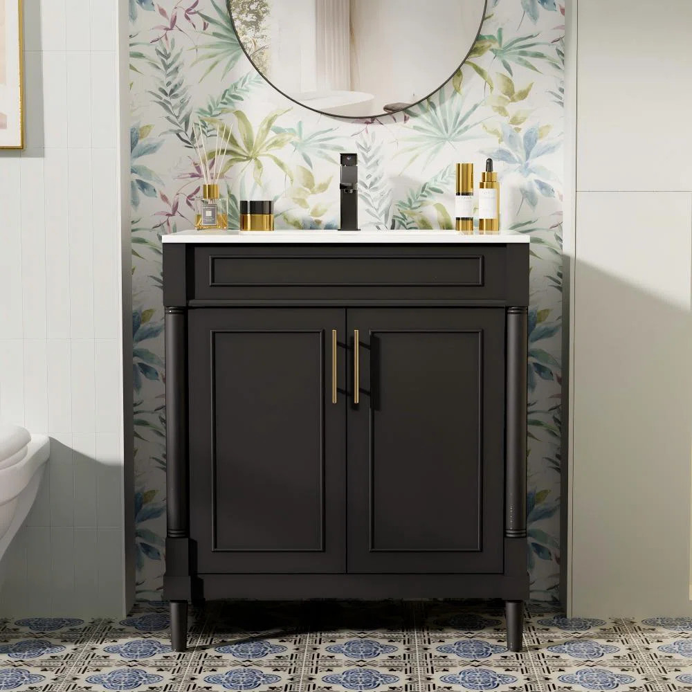 Everarda 30" Freestanding Bathroom Vanity Set with Sink Top, Faucet, Hand Painted | Wayfair North America