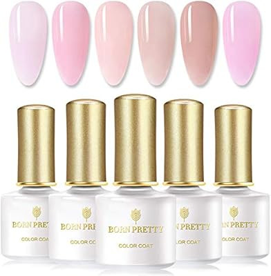 BORN PRETTY Jelly Crystal Gel Nude Gel Polish Transparent Pink Soak Off UV LED Nail Polish Sheer ... | Amazon (US)