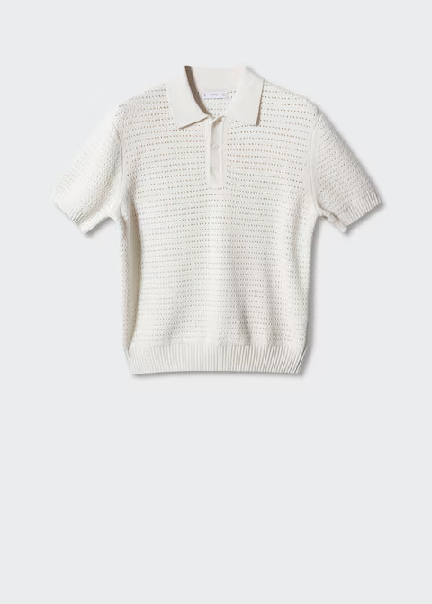 Openwork knit cotton polo | MANGO (US)
