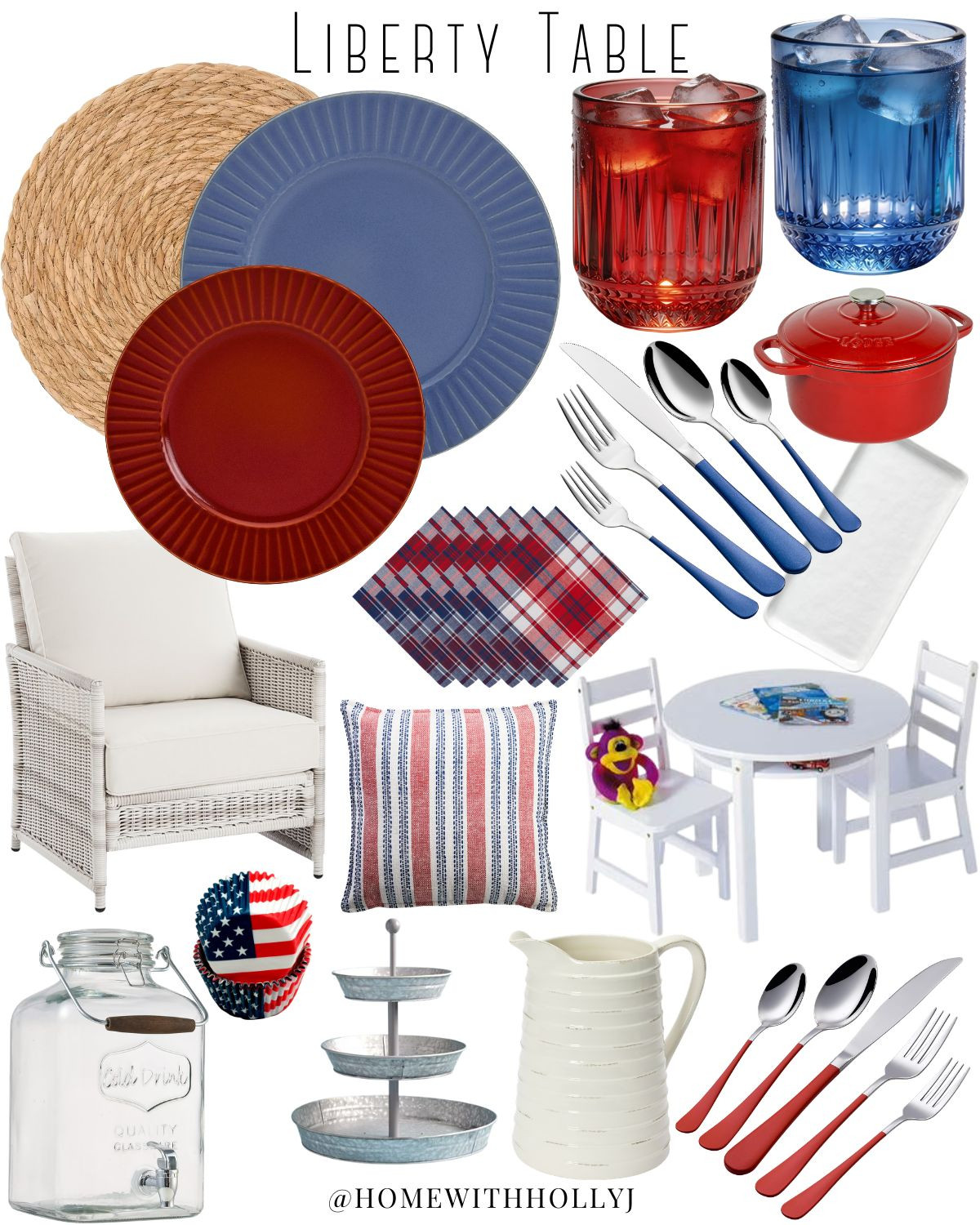 Red, white & blue—but make it chic 🇺🇸✨ This Liberty Table edit is the easiest way to create a patriotic tablescape that feels elevated and effortless. Think mix-and-match plates, textured layers, and classic summer hosting staples you’ll reuse all season.

From backyard BBQs to Fourth of July hosting, these finds instantly pull your table together 👏

Tap to shop every piece + recreate this look for your next gathering ❤️🤍💙
Follow me on LTK @homewithhollyj for more easy hosting + home decor ideas

#ltkhome #ltkstyle #ltkfinds #patriotictablescape #fourthofjulydecor #summerhosting #redwhiteandblue #americandecor #tablescapestyling #hostesswiththemostess #bbqpartyideas #summerentertaining #neutralhome #coastalgrandmother #targethome #walmartfinds #amazonhome #liketkit #ltkcreator #viralhome #homewithhollyj #shophollyjhome 

 #LTKfoodie #LTKSeasonal #LTKHome