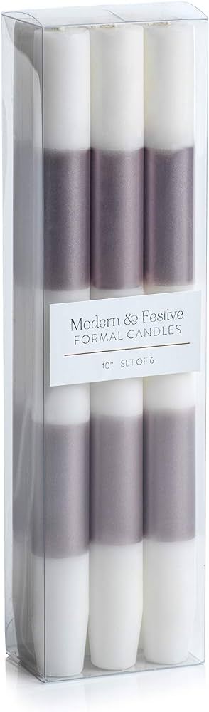 Zodax | Modern & Festive Formal Taper Candles | 10" | Set of 6 | Metallic Pink & White | Amazon (US)