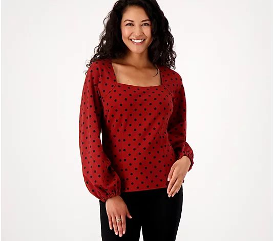 Girl With Curves Ponte Square Neck Blouse - QVC.com | QVC