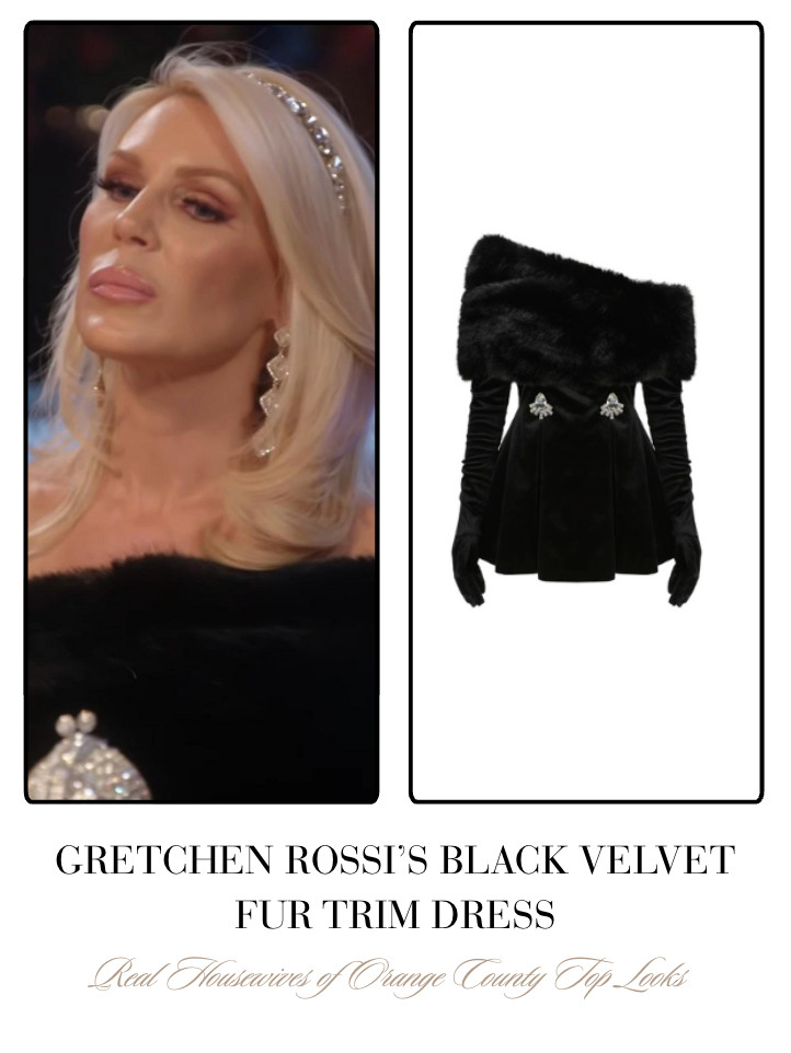 Gretchen Rossi's Black Velvet Fur Trim Dress  

 