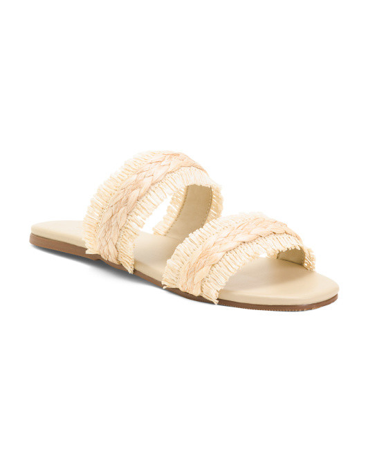 Handmade In Colombia Espinela Frayed Double Band Slides | TJ Maxx