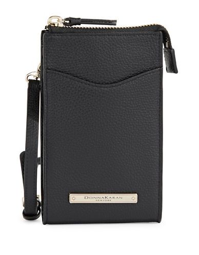 Donna Karan Leather Cross Body iPhone Holder-BLACK-One Size | The Bay (CA)