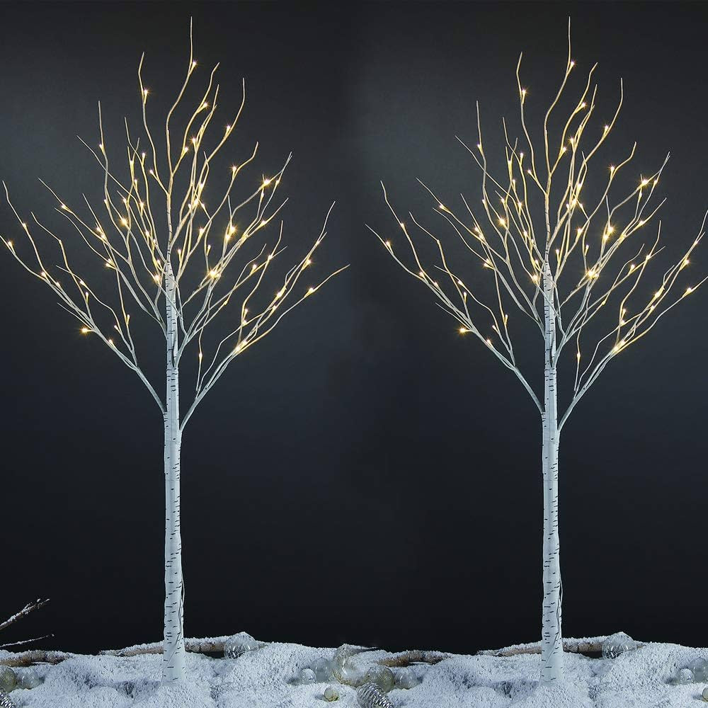 LIGHTSHARE 6 Feet Birch Tree, 72 LED Lights, Warm White, Set of 2, for Home, Festival, Party, and... | Amazon (US)