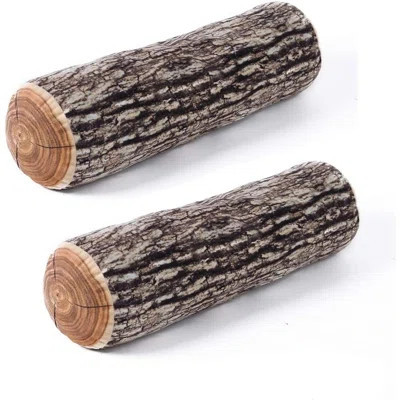 Round Throw Pillow - Wood Log Print - Set Of 2, Cylinder Shape, 3D Digital Print, Soft Floor And Sofa Cushion For Home Décor | Wayfair North America