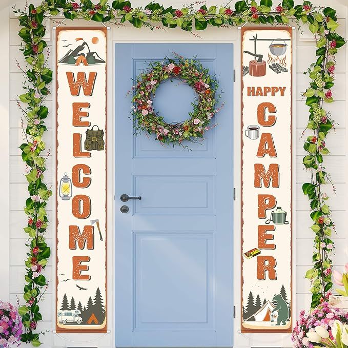 2 Pieces Camping Party Banner Camping Party Decorations Camping Welcome Porch Sign for Camping Th... | Amazon (US)
