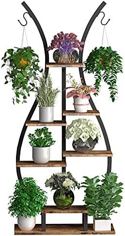 GDLF Tiered Plant Stand Indoor Tall Metal Shelving Hanging Pot Bonsai Flower Vase Shape Plant She... | Amazon (US)