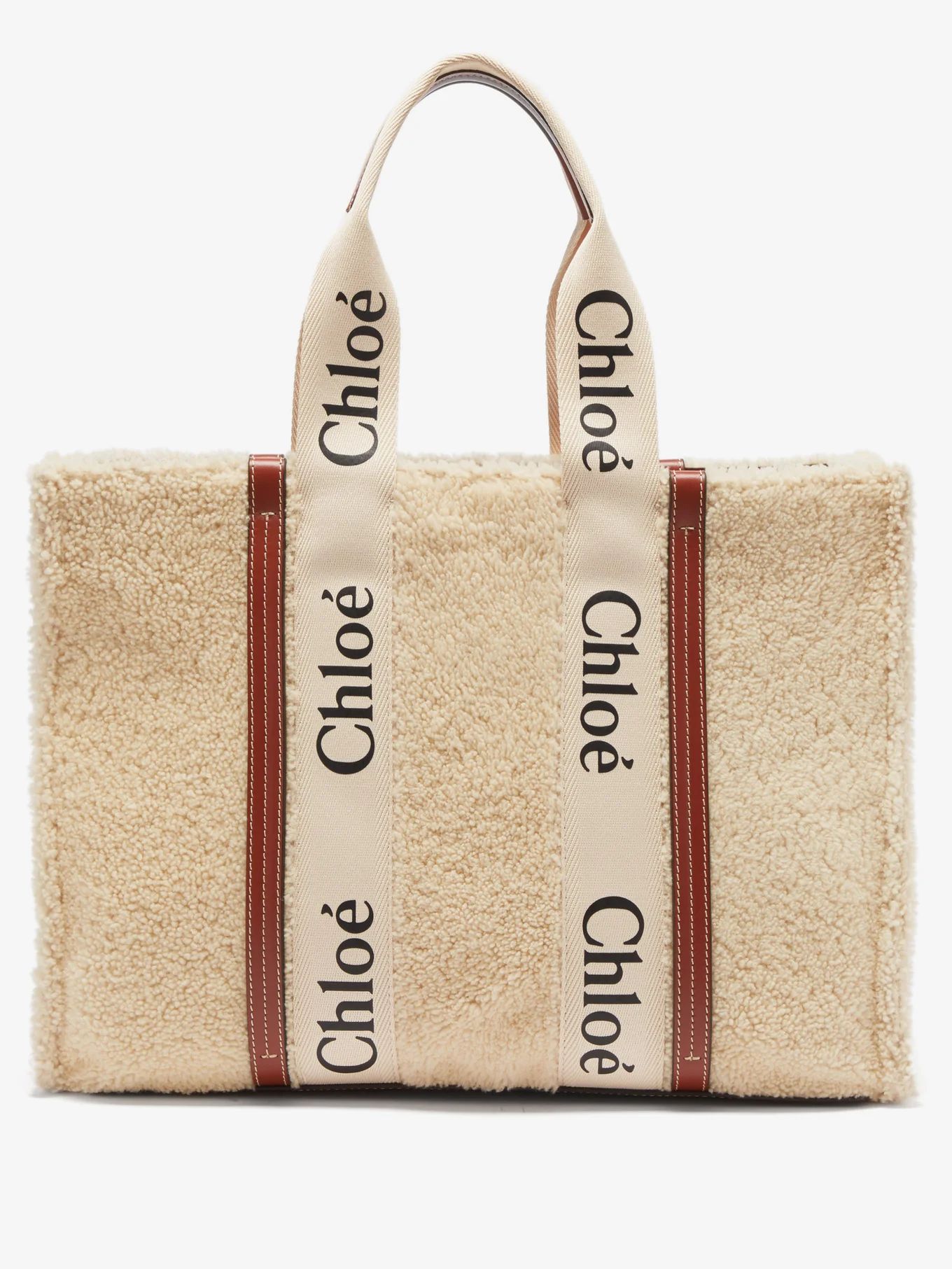Woody shearling tote bag | Chloé | Matches (US)