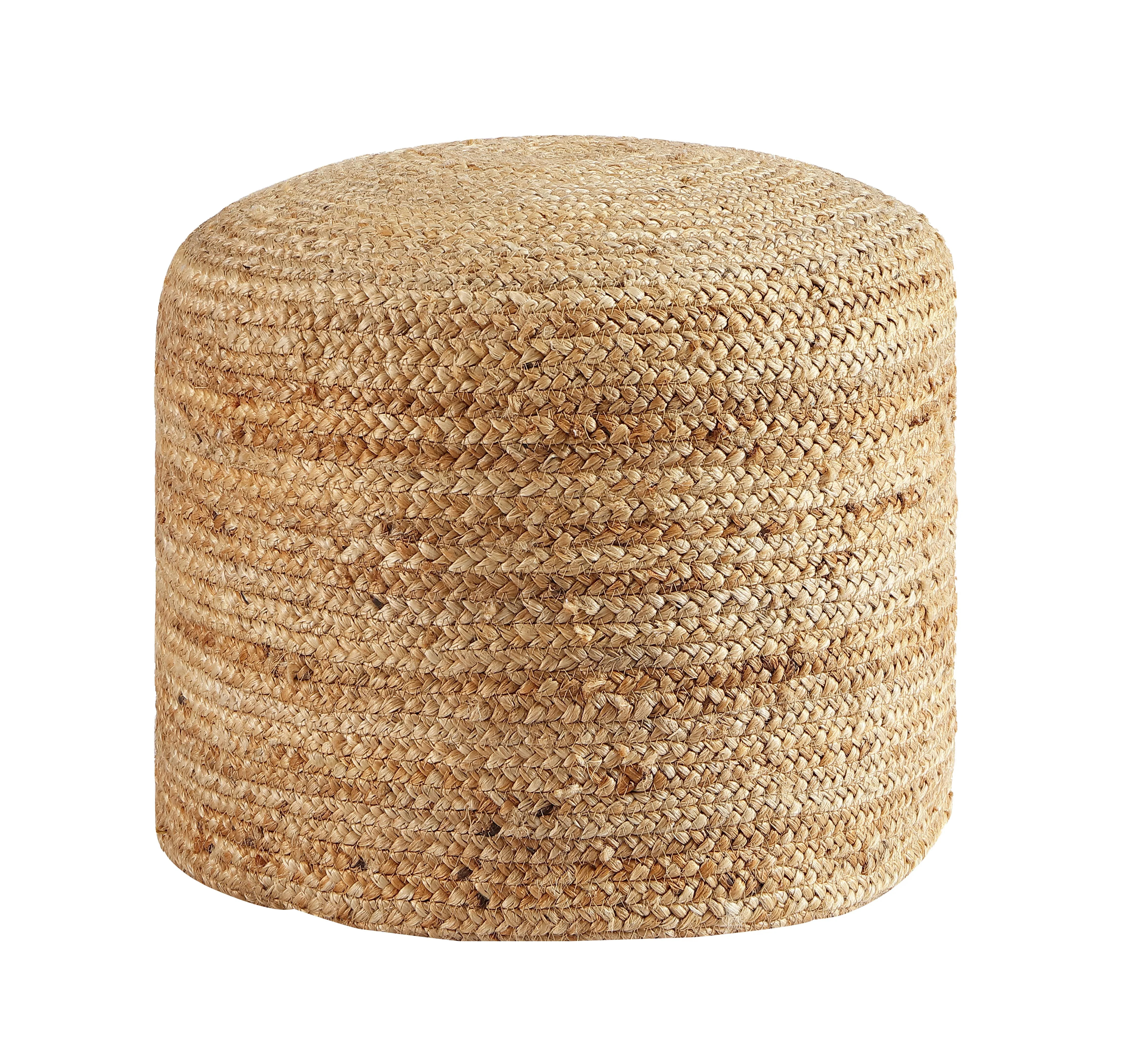 MoDRN Solid Print Hand Woven Jute Woven Floor Pouf, Off-White | Walmart (US)