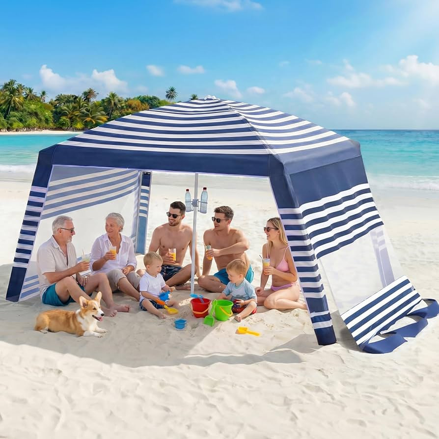 NORTHSKY Beach Cabana 8×8FT, Beach Canopy with 2 Pcs Side Wall,Beach Tent Sun Shelter,Easy Setup... | Amazon (US)