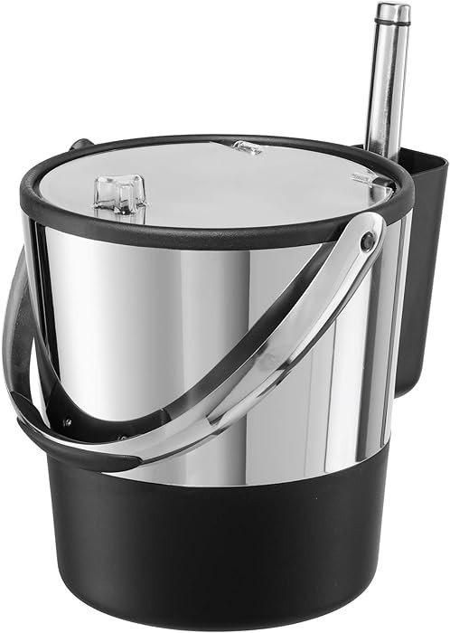 Oggi Insulated Ice Bucket, 4 Quart / 3.8 L, Stainless Steel, Black. | Amazon (US)