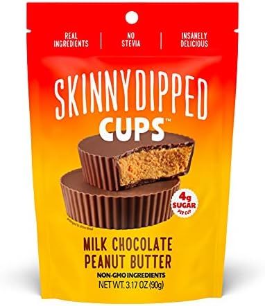 SkinnyDipped Milk Chocolate Peanut Butter Cups, 4g Sugar per Cup, No Stevia, Gluten Free, 3.2oz, ... | Amazon (US)