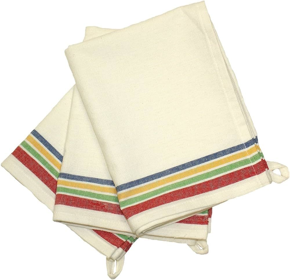 Aunt Martha's 18-Inch by 28-Inch Package of 3 Vintage Dish Towels, Multi Striped, MultiStripe | Amazon (US)