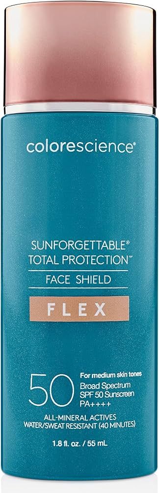 Amazon.com: Colorescience Total Protection Face Shield Flex SPF 50, Zinc Oxide Formula, Medium, 1... | Amazon (US)