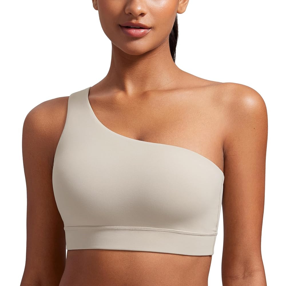 CRZ YOGA Butterluxe Womens One Shoulder Sports Bra - Sleeveless One Strap Low Impact Asymmetrical... | Amazon (US)