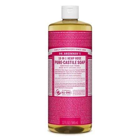 Dr. Bronner's Rose Pure-Castile Liquid Soap - 32 oz | Walmart (US)
