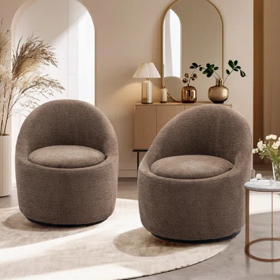 Elijana Modern Upholstered Swivel Barrel Chair,No Assembly Required (Set of 2) | Wayfair North America