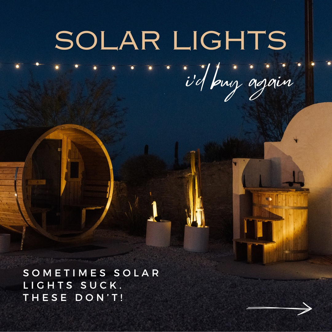 I tested #solarlighting so you don’t have to! Here are my favorite (affordable) and easy to install #outdoorlights 

If you’ve ever installed hard-wired exterior lighting you know how wild the costs are. ONE of our path lights in LA cost us $150 each. We have ten acres in the desert so we were not about to try and light this property with hard wired lights. We also have the darkest skies in the country, so we really didn’t want to go too far with 💡 so that people wouldn’t be able to star gaze. These are the perfect mix of giving max brightness (so you don’t step on any snake-ys 🐍) while giving you a lovely nighttime glow. @thejuniperyuccavalley 

#LTKFindsUnder50 #LTKHome #LTKSeasonal