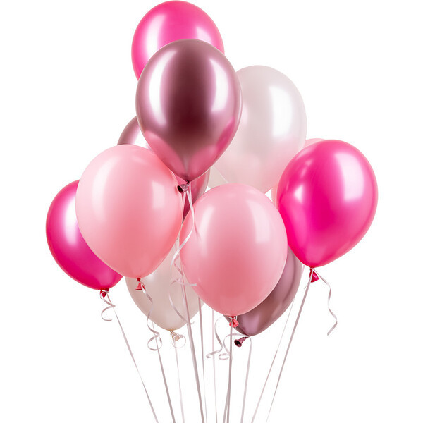 Assorted Metallic Rose, Pink and White Latex Balloons Set of 12 | Maisonette