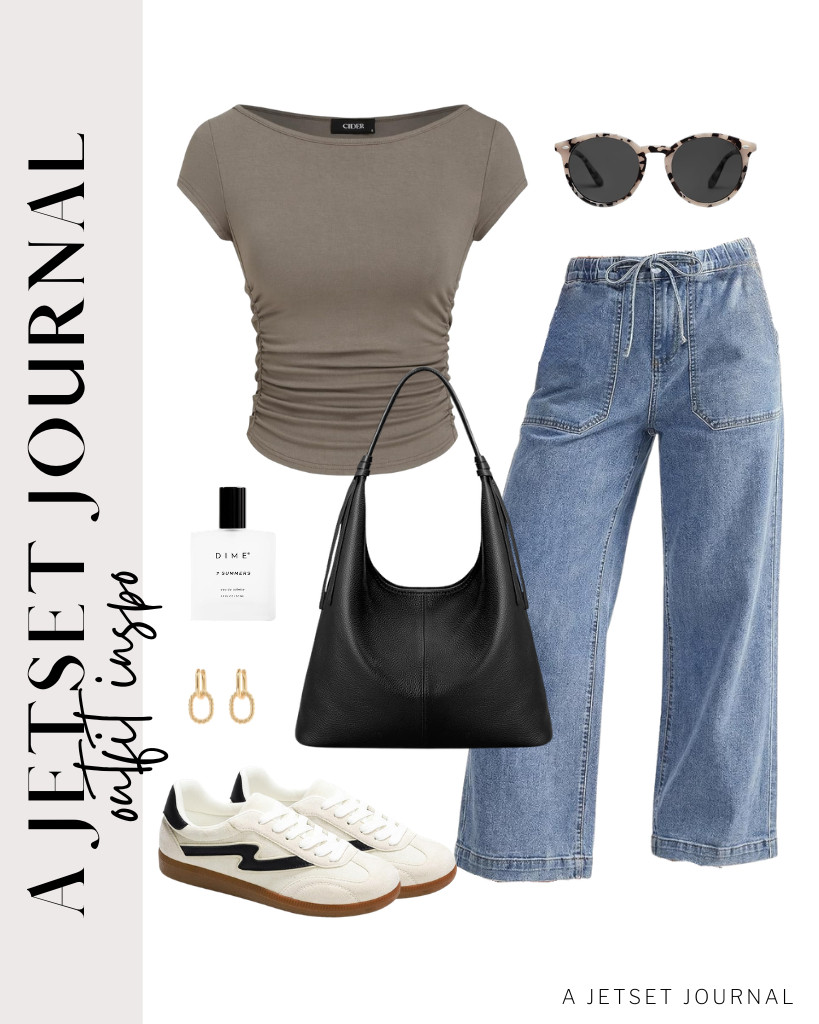 Wear these GRAPENT drawstring jeans with this tan fitted tee for your next outfit. Opt for these Project Cloud sneakers and a leather slouchy purse to anchor this chic fit. Don’t forget to apply this DIME Beauty 7 Summer’s Perfume that’s top-selling right now.

#LTKSeasonal #LTKSaleAlert #LTKTravel
 

 