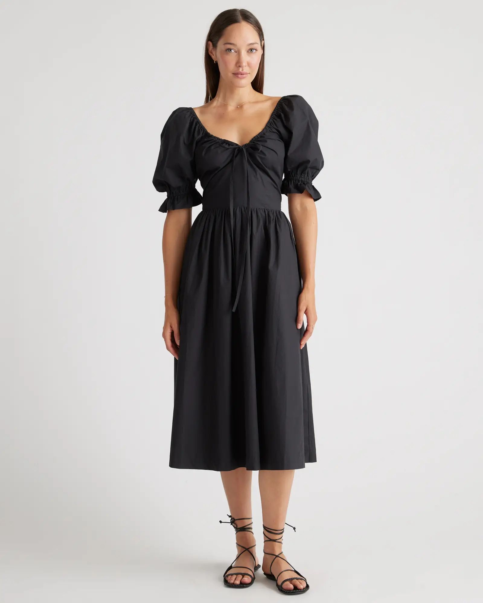 100% Organic Cotton Puff Sleeve Midi Dress | Quince