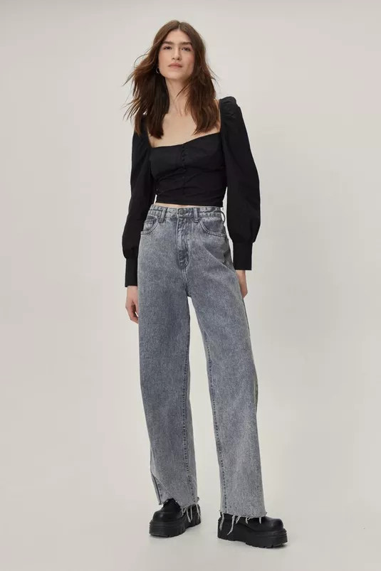 Square Neck Long Sleeve Crop Top | Nasty Gal (US)