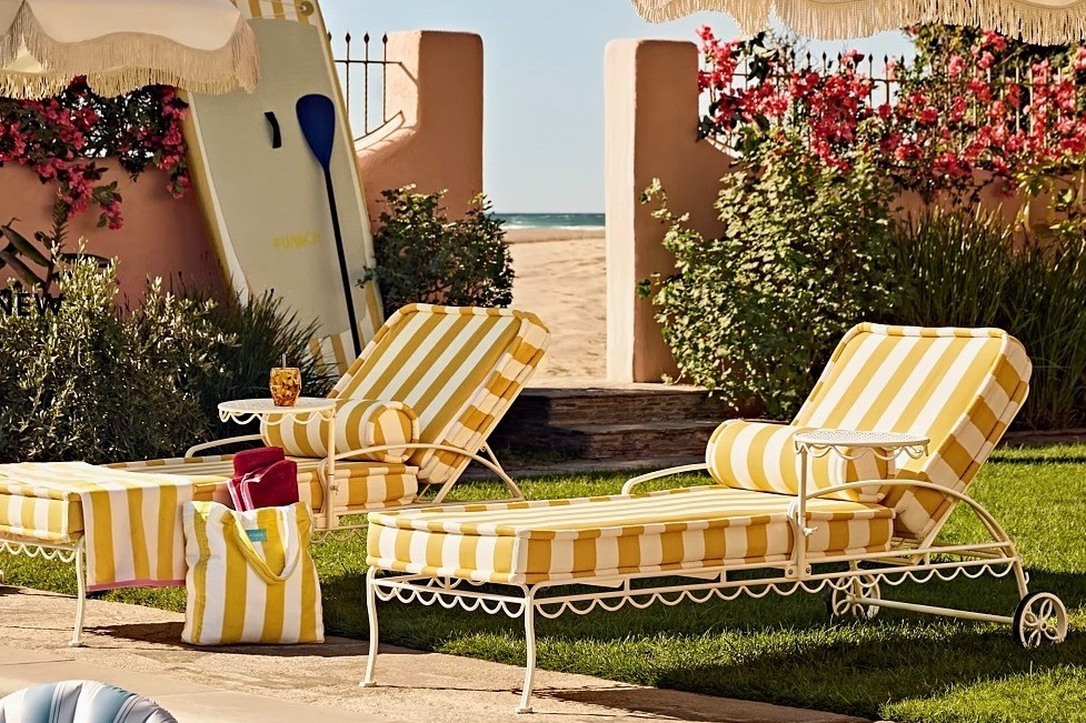 😍😍😍 yellow and white stripe outdoor just nostalgic enough with a modern flare outdoor poolside deck after a living Easter graduation party

#LTKSeasonal #LTKHome #LTKstorytime