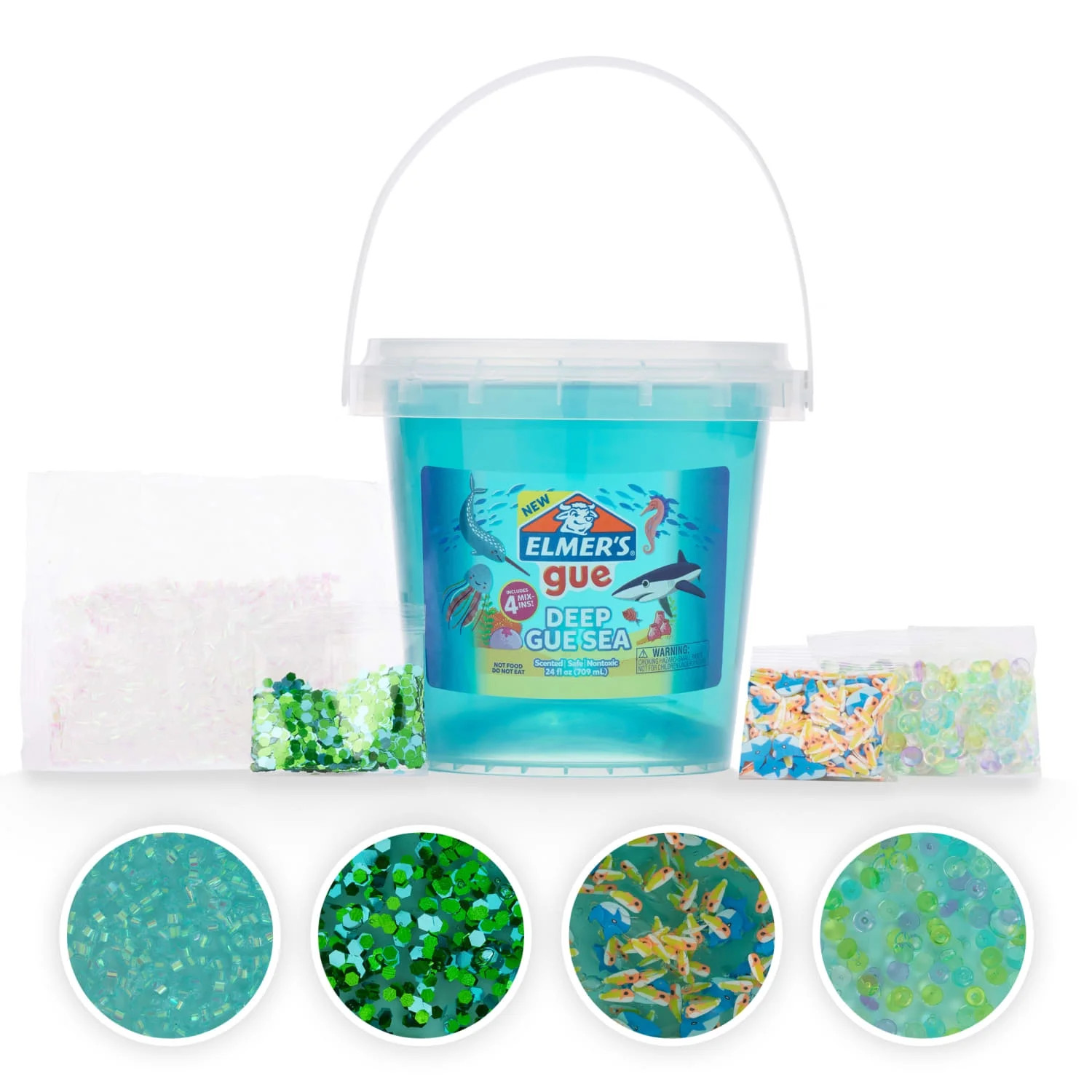 Elmer’s Gue Pre-Made Slime, Blue Clear Slime, Includes 4 Sets of Unique Mix-Ins, 1.5-lb Bucket | Walmart (US)