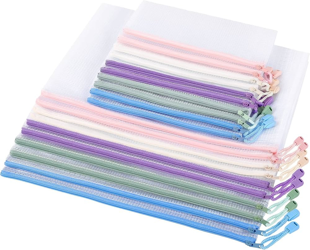 SKYDUE 20pcs Mesh Zipper Pouch Zipper Bags, Pouch Bags, 2 Sizes Waterproof Plastic Document Pouch... | Amazon (US)