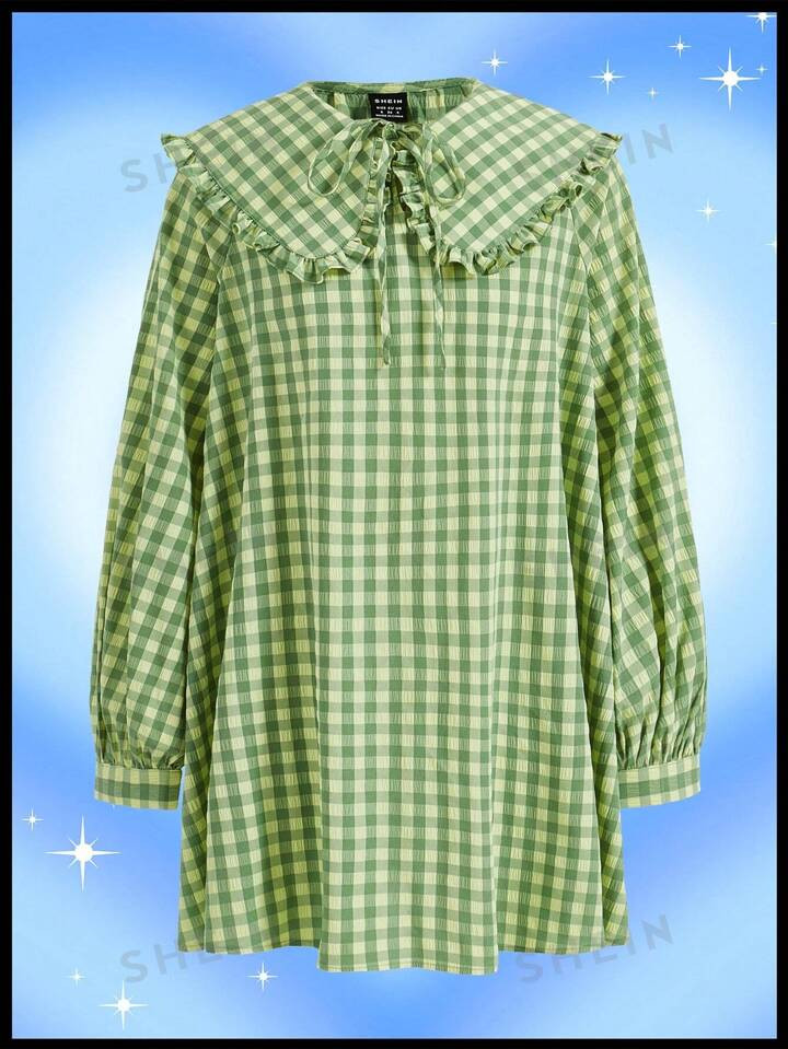 SHEINNeu Kidcore Dopamine Plaid Doll Style Ladies Dress | SHEIN