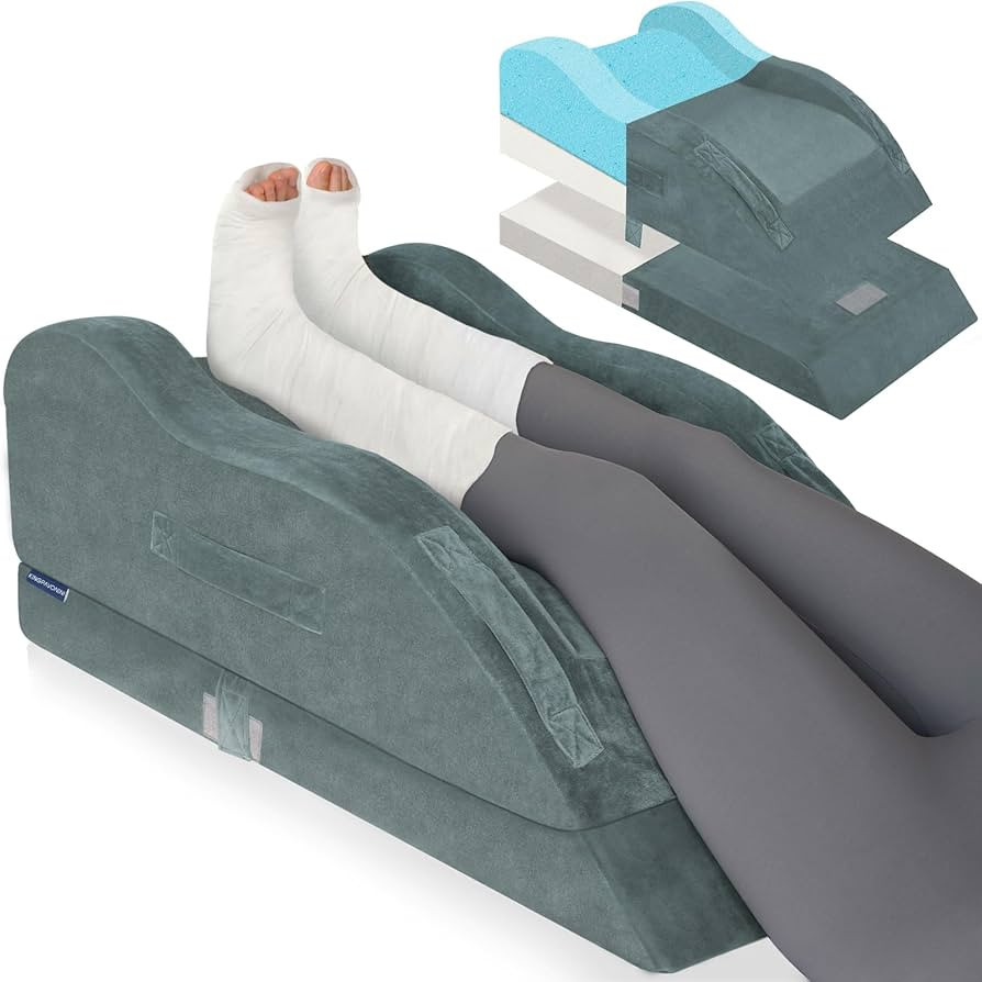 KingPavonini Adjustable Leg Elevation Pillows for After Surgery with Ergonomic Curve, Cooling Mem... | Amazon (US)
