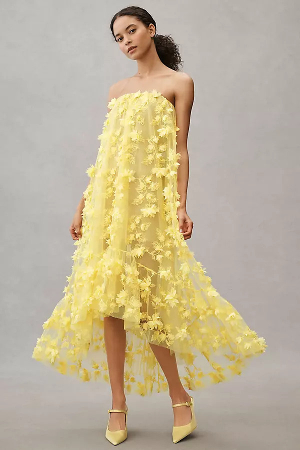 Athena Strapless Midi Gown | Anthropologie (US)