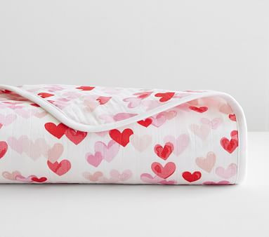 Hearts Oversized Organic Muslin Baby Blanket | Pottery Barn Kids