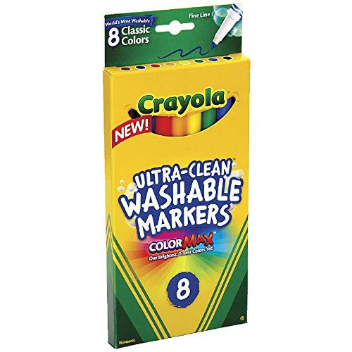 Crayola Ultra-Clean Washable Markers, Color Max, Fine Line Classic Colors 8 Ea (Pack of 3) | Amazon (US)