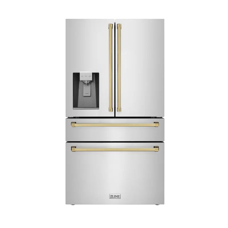 ZLINE 36" Autograph Edition 21.6 cu. ft Freestanding French Door Refrigerator with Water and Ice ... | Wayfair North America