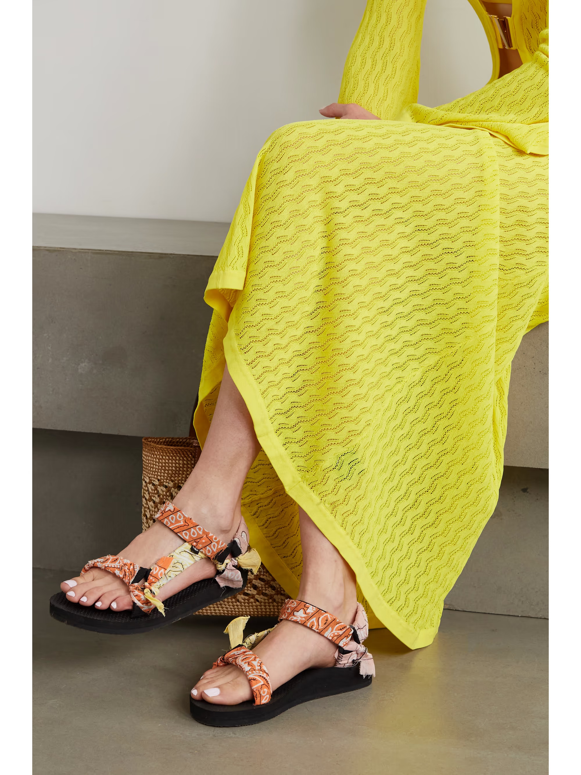 Trekky printed gauze-trimmed canvas platform sandals | NET-A-PORTER (US)