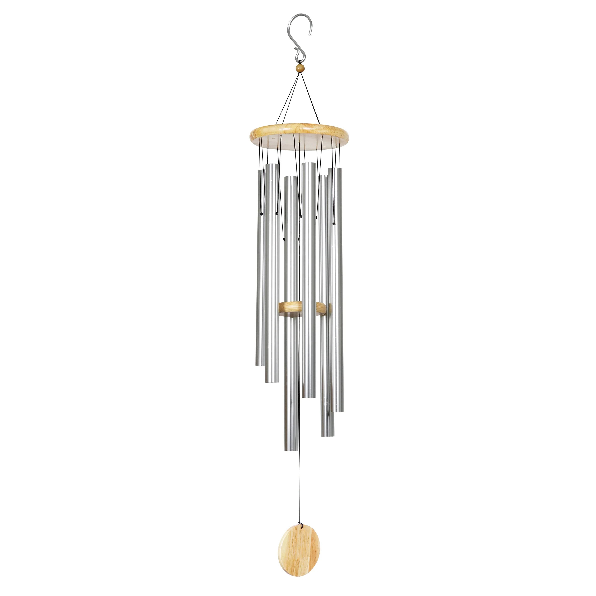 Exhart, Hand Tuned Silver Metal Chime with Natural Wood Top and Charm,  41 inch | Walmart (US)