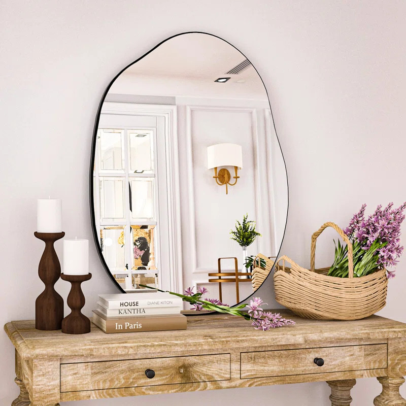 Latitude Run® Irregular Bathroom Mirror Wall Mirror Hanging Vanity Mirror 24" X 32"Black & Revie... | Wayfair North America