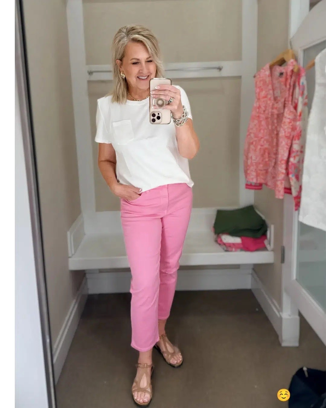 These pink pants are a fun way to add some color for your Summer outfit! I have them styled with a basic white tee here, but have also worn a fun graphic tee and fun blouse!

#LTKootd #LTKWorkwear #LTKOver40
