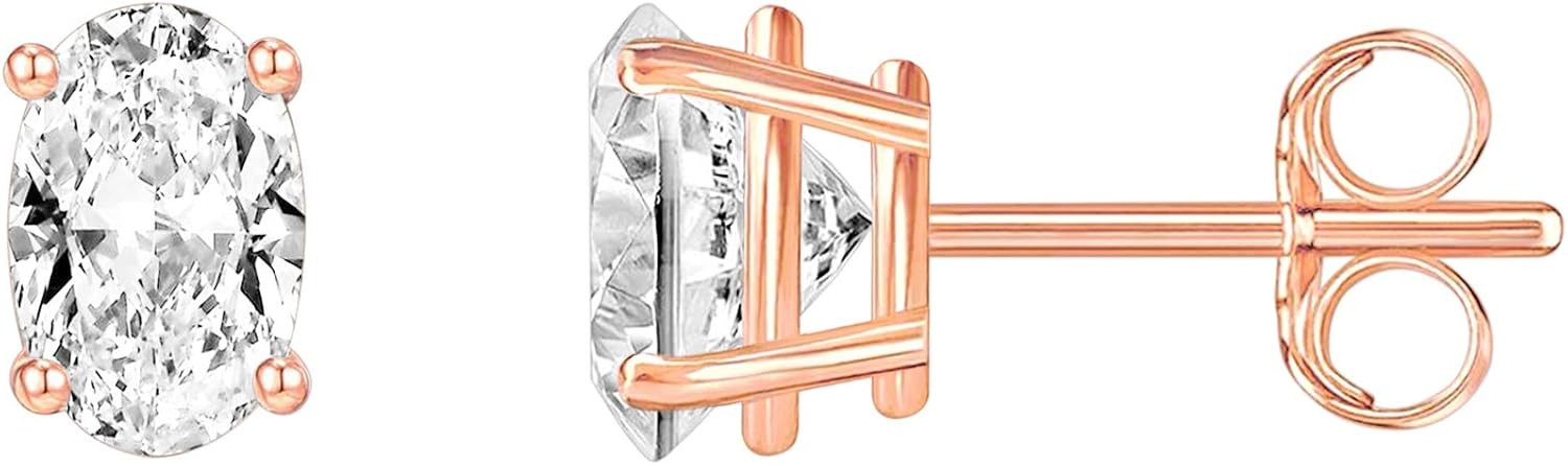 14K Gold Plated Sterling Silver Cubic Zirconia Stud Earrings for Women | Amazon (US)