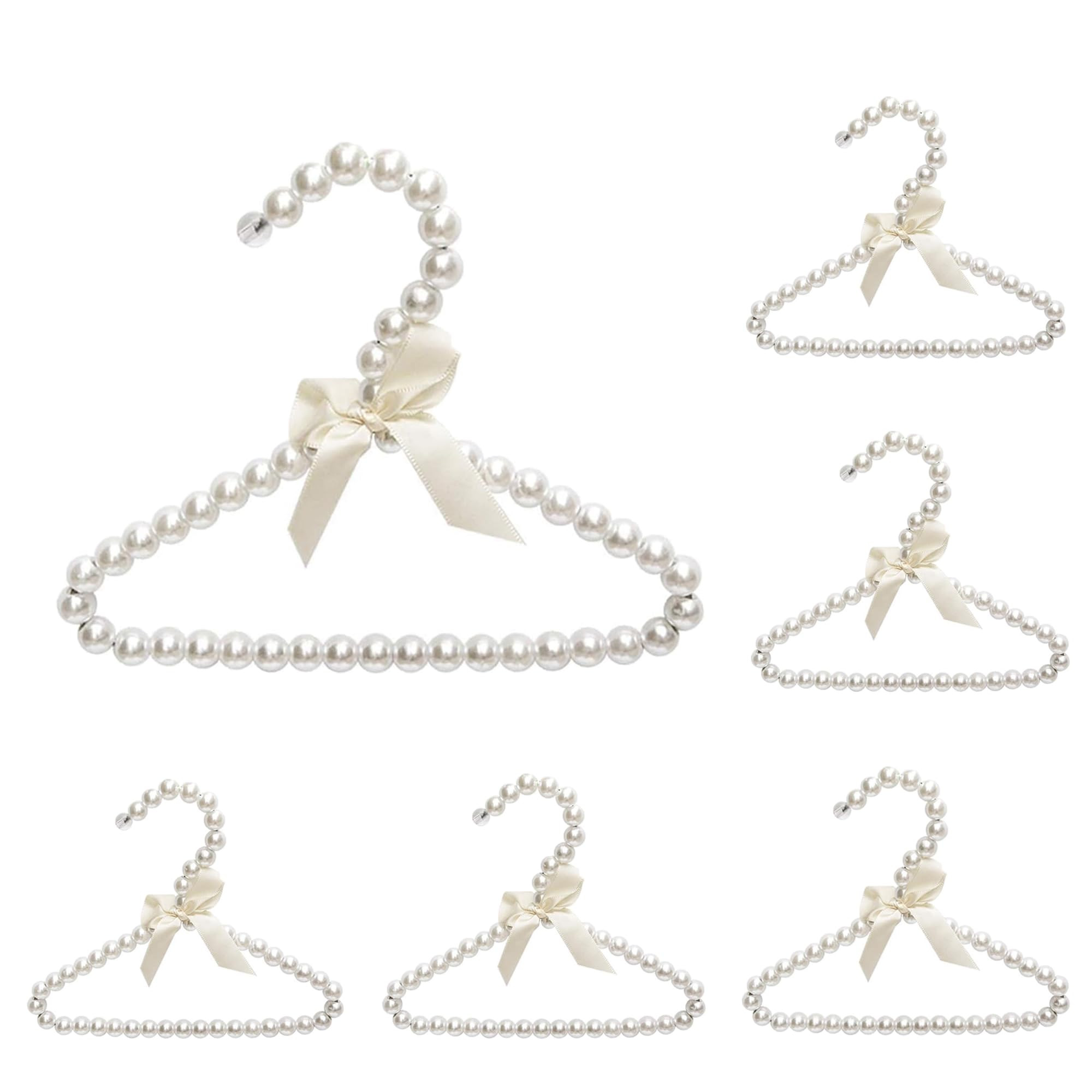 aleawol 6Pcs Pet Clothes Mini Pearl Hangers Pearl Baby Beaded Elegant Garment Clothes Hangers wit... | Amazon (UK)