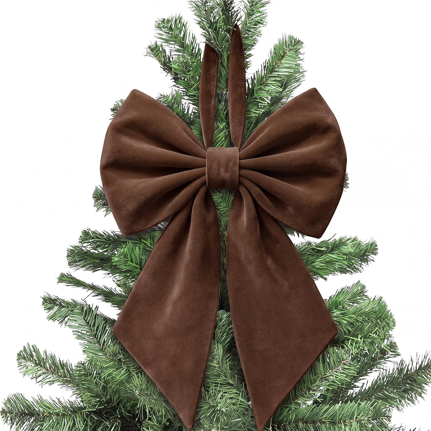 Janinka Dark Brown Velvet Christmas Bow for Tree Topper 22" Big, Velvet | Amazon (US)