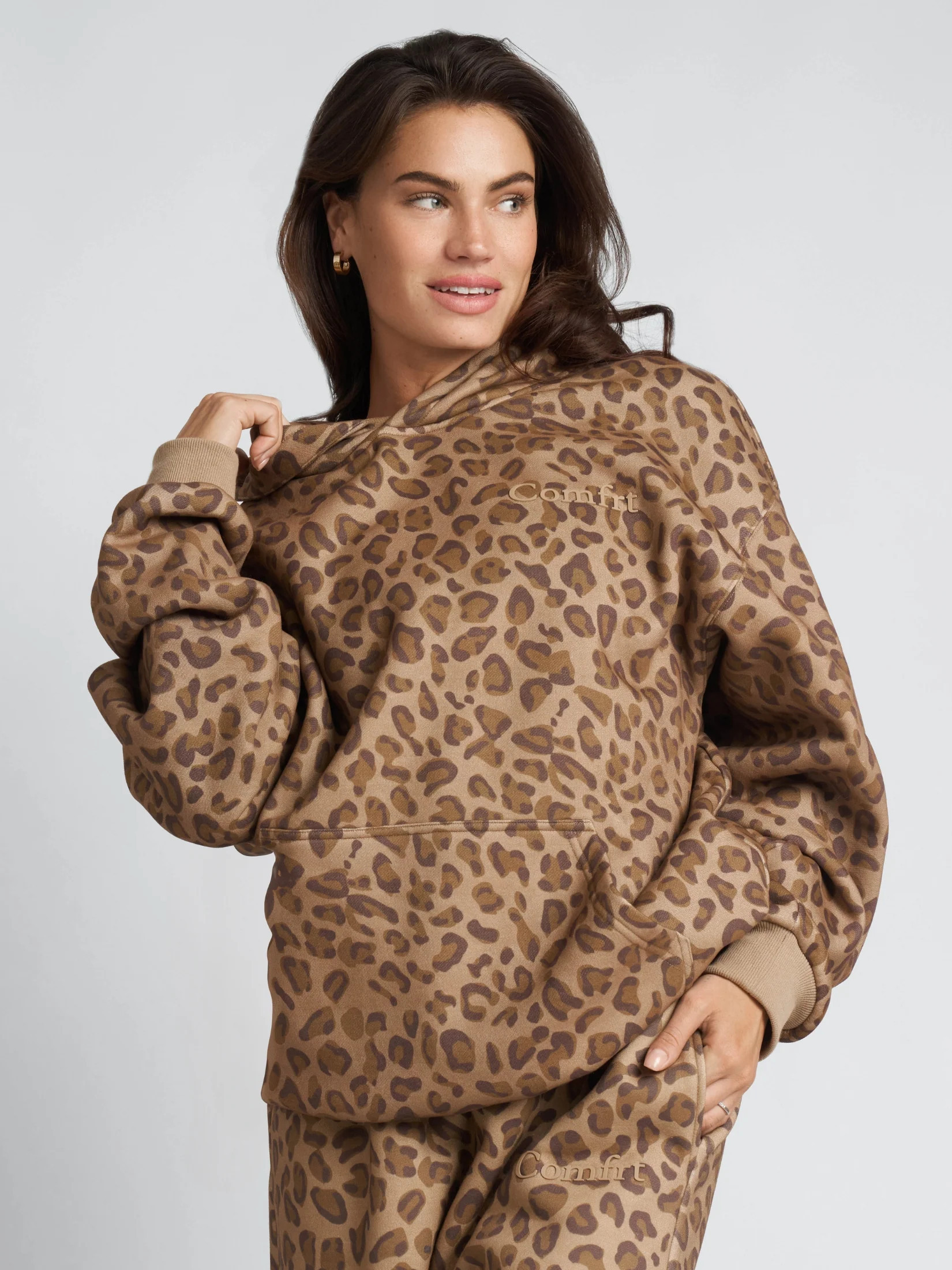 Comfrt Minimalist Hoodie | Brown Leopard | Oversized | 2X | Comfrt