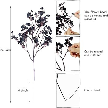 Artificial Black Flowers, 10 Pcs, Fake Baby's Breath, Black Faux Flowers for Halloween Home Decor... | Amazon (US)