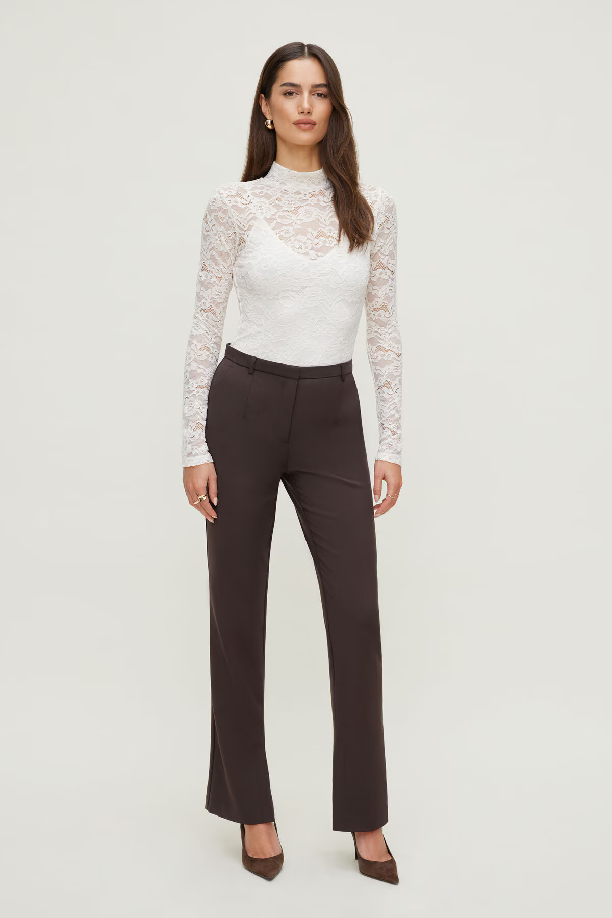 Mock Neck Lace Bodysuit | Dynamite Clothing