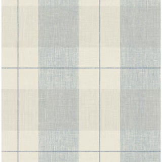 Blue and Beige Lenox Hill Plaid Vinyl Peel and Stick Wallpaper Roll (30.75 sq. ft.) | The Home Depot
