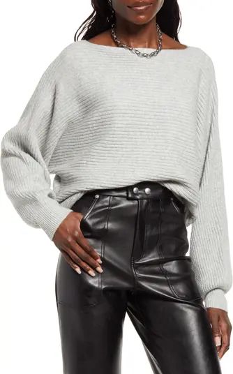 Rib Dolman Sleeve Cotton Blend Sweater | Nordstrom