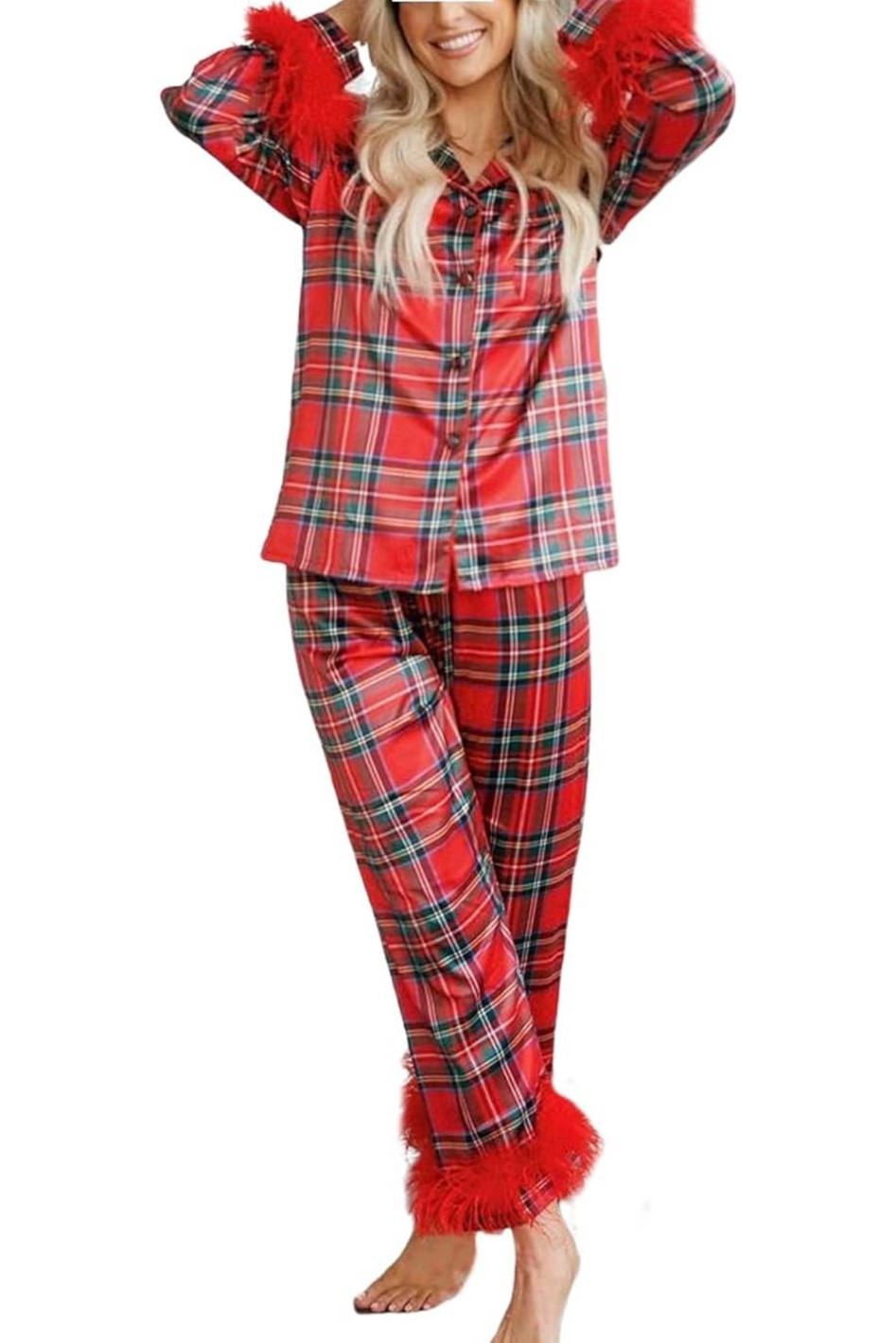 Faretumiya Womens Christmas Pajama Sets Flannel Long Sleeve Notch Collar Shirt Pants 2 Piece Pjs Plaid Sleepwear Loungewear 

#LTKHoliday #LTKSeasonal #LTKGiftGuide